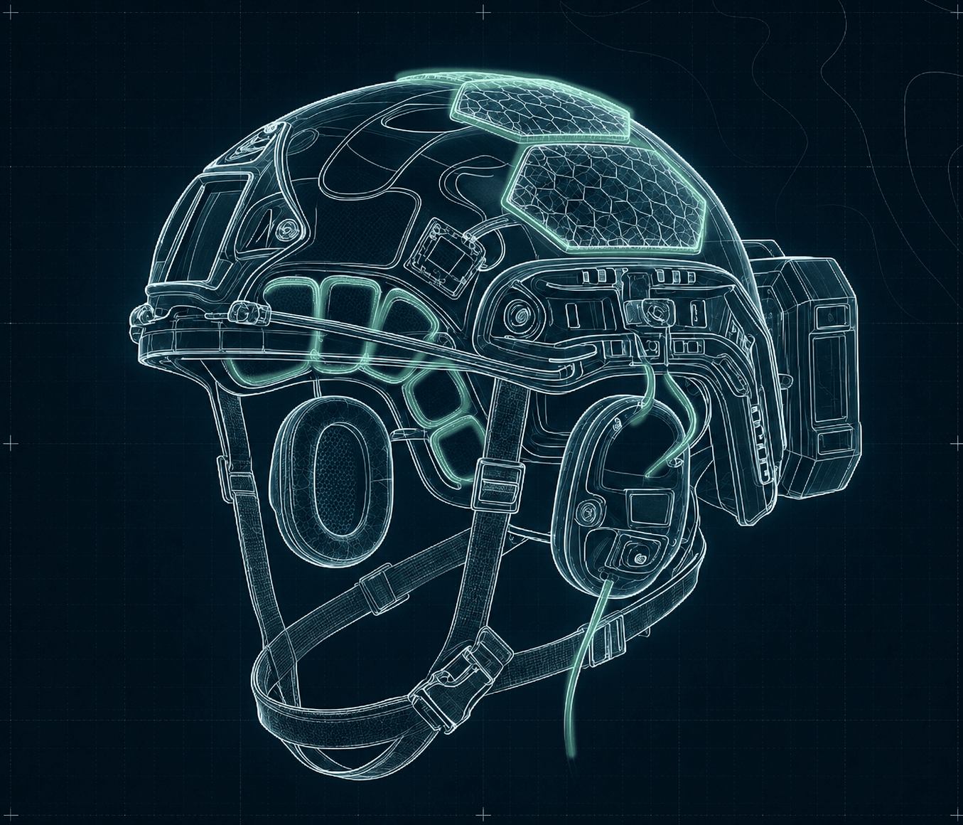 HELMET GEAR — smart ballistic helmet with integrated sensors and communications