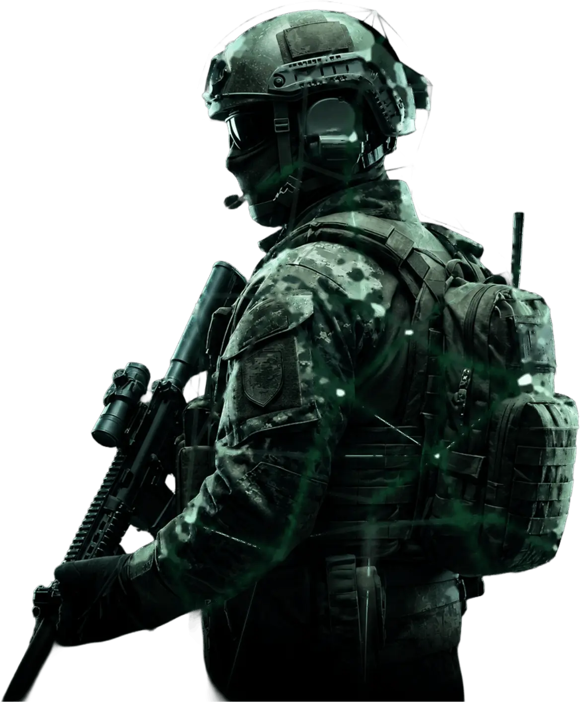 Soldier equipped with the POINTERS GAARD™ integrated sensor network